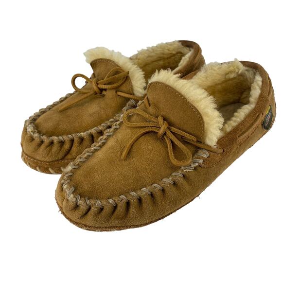 Women's L.L. BEAN Size 8 Medium Shearling Lined Suede Slippers Moccasins Loafers - Picture 3 of 14